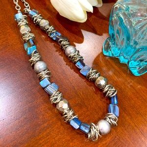 Blue beaded necklace